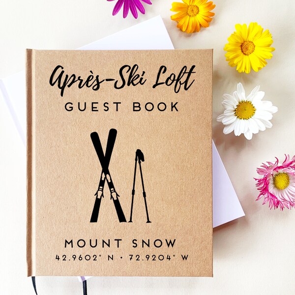 Custom Ski Cabin Guest Book · Mountain House Decor · Skier, Skiing Gift · Après Cabin Aframe Rental Lodge Welcome Book | Vacation