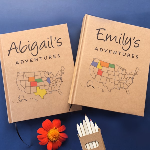 Custom Travel Journal for Kids, Graduate | USA Camping Adventure Map Gift Book | Gap Year Graduation  Family Niece Nephew 50 States Roadtrip