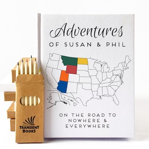 Custom RV Camping Travel Journal · USA Road Trip Notebook · Sabbatical Gift Book for Parent, Grandparent, Couple, Coworker · 50 States Map