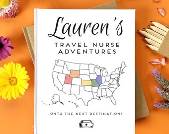 Custom Travel Nurse Gift Journal · Personalized USA Road Trip RN Gift Book · Travel Nurse Planner · Nursing Student Graduation