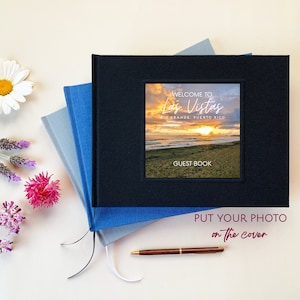 Custom Vacation Home Guest Book · Welcome Book for a Vacation Rental House · Housewarming Gift · Mountain Lake Beach Rental · Your Photo on Cover