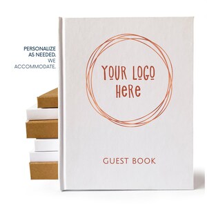 Custom Vacation Home Guest Book · Your Logo on Cover · Rental Cottage Welcome Book & Decor · Realtor Closing Gift