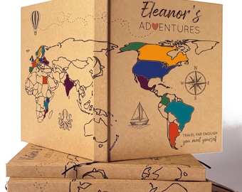 Personalized World Map Travel Journal · Colored Pencils Included · Color in the Map