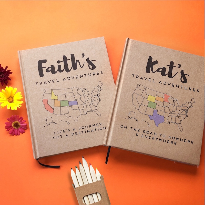 Custom Travel Journal for Kids & Teenagers · Study Abroad Gift · USA Adventure Map · Gap Year Planner Scrapbook · Family Road Trip Gift
