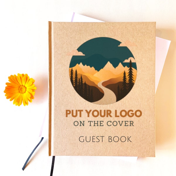 Custom Vacation Home Guest Book · Logo on Cover · Visitor Welcome Sign In · Lake House, Beach Condo · Property Rental · STR Decor Gift