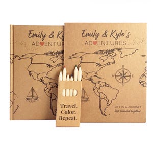 Custom World Travel Journal · Color In The Map · Gift for Couples · Personalized Adventure Book with Layflat Pages: Blank, Lined or Prompted image 13