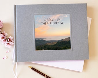 Custom Vacation Home Guest Book · Welcome Book for an Airbnb · Housewarming Gift · Mountain Lake Beach Rental · Your Photo on Cover