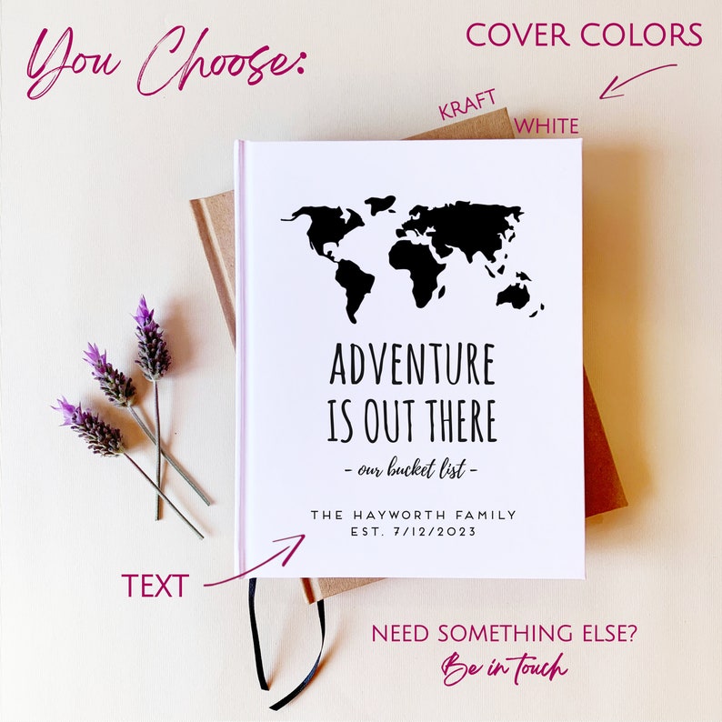 Our Bucket List Travel Book | Custom Couples Adventure Journal | 1st Anniversary Gift | Hardback, hand bound, personalized | Fiance, him