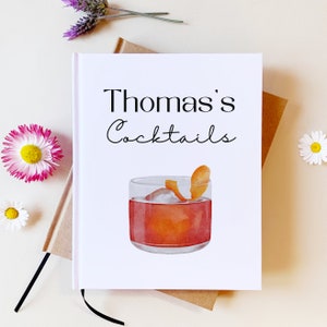 Custom Cocktail Recipe Book | Birthday Gift for Boyfriend, Mixologist, Husband | Negroni Cocktail | Roommate Gift