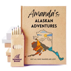 Custom Alaska Travel Journal · Color in the Map · Fun Guided Memory Book with Prompts · Adventure Gift Idea for Cruise