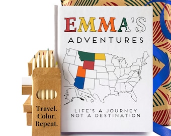 Personalized Travel Journal for Kids · Color in the Cover · Add a Travel Checklist or Gift Box · Layflat Pages: Blank, Lined or Prompted