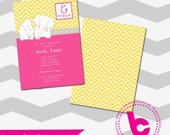 Mall för inbjudan till babyshower med flodhäst/elefant