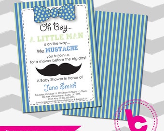 Mall för mustasch-babyshowerinbjudan