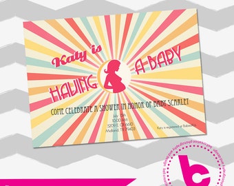 Retro babyshower 5x7 mall