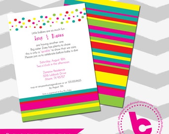 Randig sprinkle babyshowerinbjudan