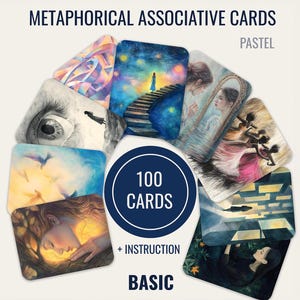 100 Basic Associative cards, tools for therapy, coaching and self-reflection in Pastel Style – Includes Printable Files