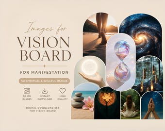 Vision Board Images for Manifestation – 50 Spiritual and Soulful JPG Pictures for Dream Boards, Vision Board Kit Digital Download