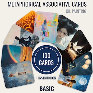 100 carte metaforiche di base per terapia, coaching e autoriflessione in stile pittura a olio – Include file stampabili