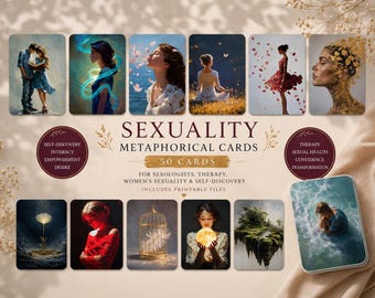 50 Metaphorical Cards for Sexologists, Therapy, and Women’s Sexuality & Self-Discovery in Oil Painting Style – Includes Printable Files