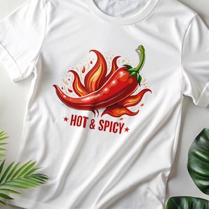 Hot & Spicy Tshirt, Spicy Pepper Graphic Tee, Funny Spicy T-Shirt, Chili Lover Gift Shirt, Spicy Food Lover Shirt, Hot Pepper Graphic Tee