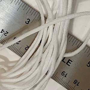 2.5mm Round Soft Elastic White 5 yards Ready to Ship from USA with Bodkin image 2