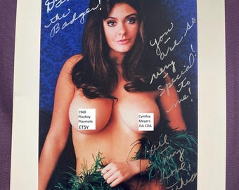Mature Adult Rare Cynthia Myers Signed 8X10 Photo 1968 Playboy Playmate (D.2011) JSA AUTHENTIC COA