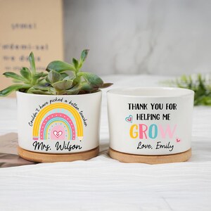 Teacher Appreciation Gift, Personalized Appreciation Teacher Plant Pot, Custom Plant Pot Gift for Teacher, Thank You For Helping Me Grow