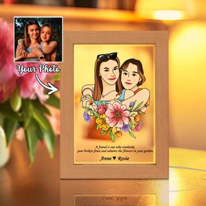 Personalized Bestie Photo Frame Night Light, Custom Friendship Gift, Besties Gift, Gift For Best Friend, BFF Gift, Best Friend Birthday Gift