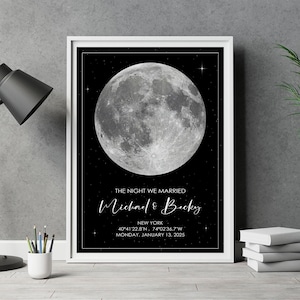 Benutzerdefinierte Mondphase Poster Druck PNG, Die Nacht, in der wir heirateten, Muttertagsgeschenk, Astrologie Poster Png Jubiläumsgeschenke, Mond Digitaler Download