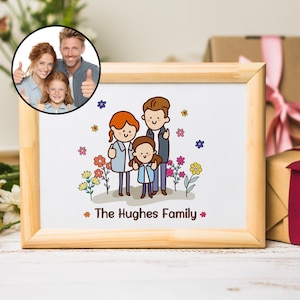 Personalized Father&#39;s Day Gift, Custom Family Portrait with Dad Mom and Children, Gift for Dad or Mom, Housewarming Gifts, Digital Art Print