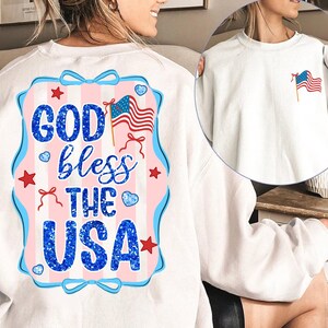 God Bless The USA PNG, America Coquette Png, Patriotic Coquette Png, USA Flag Png, Red White Blue Png, America Png Digital Instant Download