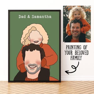 Gift for Dad, Personalized Fathers Day Gift, Dad Birthday Gift, Dad and Girl Portrait Digital Painting, Custom Portrait Father Day Print