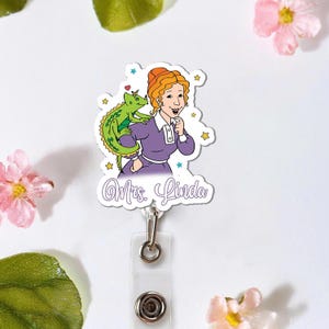 Carretel de distintivo de professora Sra. Frizzle, Carretel de distintivo de professora personalizado, Carretel de distintivo de agradecimento a professores, agradecimento a professores, presente para professores