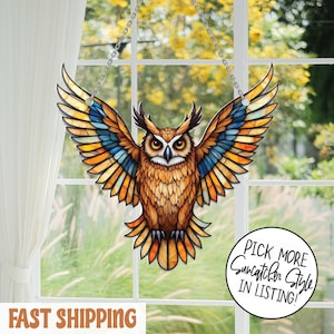 Owl Hologram Window Hanging, Owl Ornament, Owl Lover Gift, Gifts for Mom, Owl Home Decor, Owl Lover Gift, Bird Window Hanging, Owl Hanging