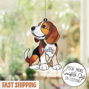 Personalized Beagle Suncatcher,Beagle Dog Window Hanging, Beagle Ornament, Beagle Mom Gifts, Pet Memorial Gifts, Pet Loss Gifts