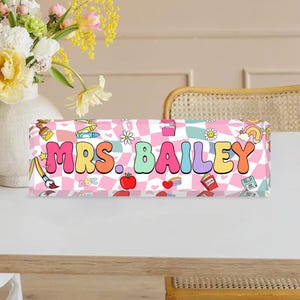 Custom Teacher Name Sign, Teacher Checker Desk Name Plate, Back To School Teacher Gift Classroom Decor Gift, Teacher Appreciation Gift Decor