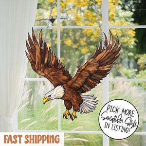 Eagle Suncatcher Hanging Sign, Bald Eagle Window Hanging, Eagle Home Decor, Patriotic Eagle Suncatcher, Nation Pride, Wall Hanging