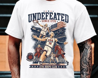 Comfort Colors 4th of July Tee, Undefeated America Shirt, Funny Founding Fathers Shirt, Patriotic Basketball Shirt, Dream Team of 1776 Tee