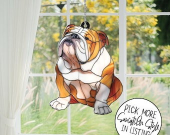 Bulldog Suncatcher Hanging Sign, Bulldog Dog Lover Gift, Bulldog Gift Ideas, Window Sun Catcher, Dog Mom Gifts, Bulldog Owner, Dog Lovers