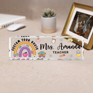 Custom Teacher Name Sign, Teacher Desk Name Plate,Teacher Acrylic Block Desk Sign, Teacher Appreciation Gift, Back To School Teacher Gifts