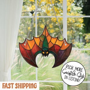 Gothic Bat Halloween Acrylic Suncatcher, Spooky Bat Window Hanging Decor, Spooky Bat Suncatcher Ornament, Halloween & Fall Decoration
