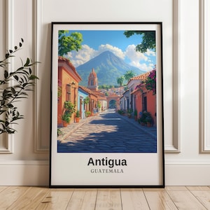 Antigua travel print,Guatemala digital print,Guatemala Poster,wall art,Wedding gift,Personalised Gift,illustration,Birthday gift