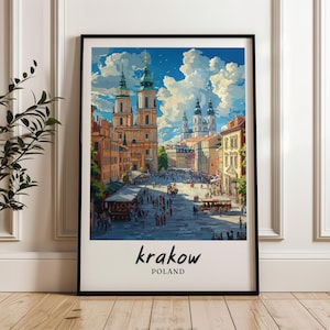 krakow travel print,krakow illustration,Poland Poster,Poland,Wedding gift,Personalised Gift