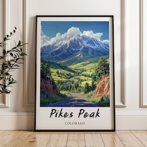 Pikes Peak Colorado Wall Art, Impressões, Cartaz de viagem, Impressão digital, Impressão de arte de parede, Presente, minimalista, Cartaz da América do Norte, Cartaz do Colorado