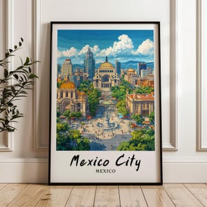 Mexico City Wall Art,Prints,Travel Poster,Digital Print,Wall Art Print,Gift,minimalist,North America poster,Mexico poster