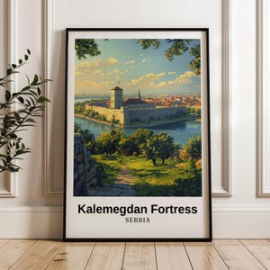 Impresión de viaje de la fortaleza de Kalemegdan, impresión digital de Serbia, póster de Serbia, arte mural, regalo de boda, regalo personalizado, ilustración, regalo de cumpleaños