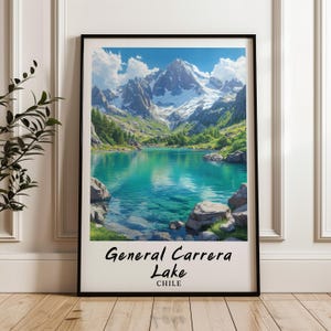 General Carrera Lake travel print,General Carrera Lake illustration,Chile Poster,Chile,Wedding gift,Personalised Gift,Chile print