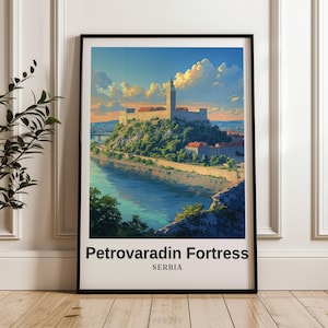 Impresión de viaje de la fortaleza de Petrovaradin, impresión digital de Serbia, póster de Serbia, arte mural, regalo de boda, regalo personalizado, ilustración, regalo de cumpleaños