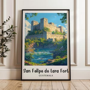 San Felipe de Lara Fort travel print,Guatemala digital print,Guatemala Poster,wall art,Wedding gift,Personalised Gift,illustration,gift