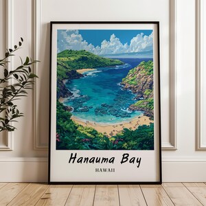 Hanauma Bay Hawaii Wall Art,Prints,Travel Poster,Digital Print,Wall Art Print,Gift,minimalist,North America poster,Hawaii poster